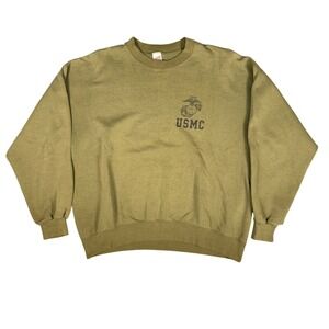 Vintage USMC Crewneck Sweatshirt Olive Green XL Made in USA Distressed
